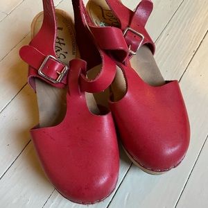Lotta from Stockholm Red Highwood T-bar Clogs size 36